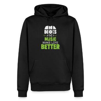 Buch Bücher Musik lesen - Männer Premium Bio Hoodie - Schwarz - Vorne - Nico (187cm)
