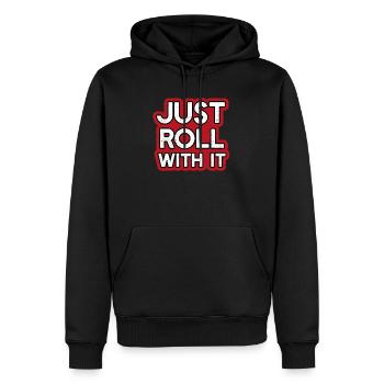 Just Roll with it - Männer Premium Bio Hoodie - Schwarz - Vorne - Nico (187cm)