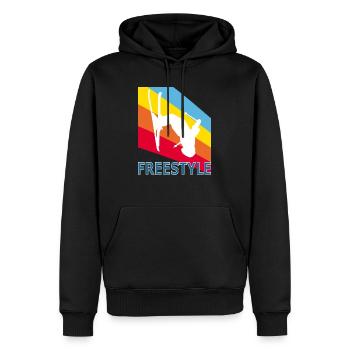 Vintage Retro Style Skier Skifahren Freestyle - Männer Premium Bio Hoodie - Schwarz - Vorne - Nico (187cm)