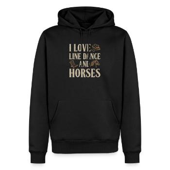 J'aime la danse en ligne et les chevaux - Sweat à capuche Premium bio Homme - noir - Devant - Nico (187cm)