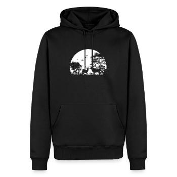 Wald Hirsch Jäger Natur Mond Shirt Geschenk - Männer Premium Bio Hoodie - Schwarz - Vorne - Nico (187cm)