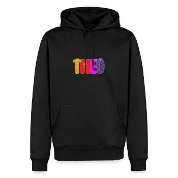 Theo - Männer Premium Bio Hoodie - Schwarz - Vorne - Nico (187cm)
