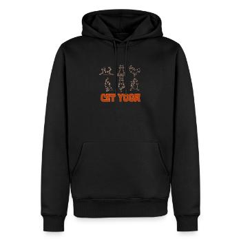 Yoga de chat - Sweat à capuche Premium bio Homme - noir - Devant - Nico (187cm)