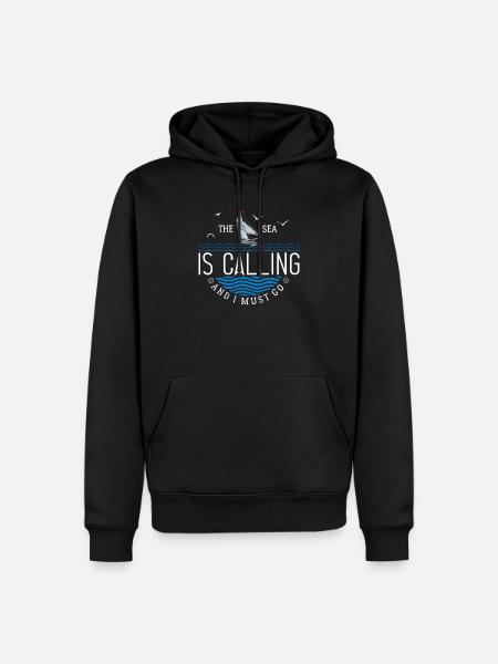 The Sea Is Calling And I Must Go - Männer Premium Bio Hoodie - Schwarz