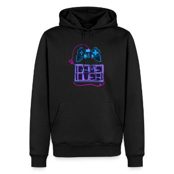 Jeu Gameover Game Nerd Geek - Sweat à capuche Premium bio Homme - noir - Devant - Nico (187cm)