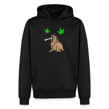 Thug Walrus Piper Cannabis Leaf Joint Gifts - Men’s Premium Organic Hoodie - black - Front - Nico (187cm)