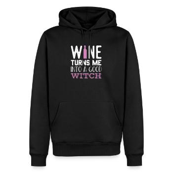 Halloween Wein macht mich zu einer guten Hexe - Männer Premium Bio Hoodie - Schwarz - Vorne - Nico (187cm)