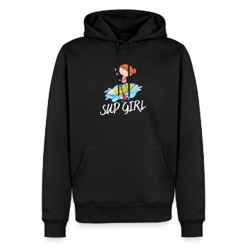 SUP Girl Das SUP Shirt für Mädchen, Frauen Girls - Männer Premium Bio Hoodie - Schwarz - Vorne - Nico (187cm)