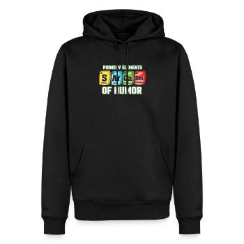 Tableau périodique des sarcasmes - Sweat à capuche Premium bio Homme - noir - Devant - Nico (187cm)