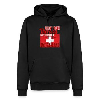 Je n'ai pas besoin de thérapie - Aller en Suisse - Sweat à capuche Premium bio Homme - noir - Devant - Nico (187cm)