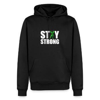 Weight training with prosthesis - Men’s Premium Organic Hoodie - black - Front - Nico (187cm)