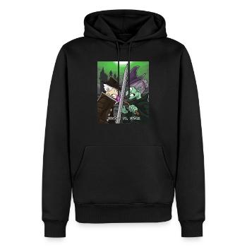 Hunter Vs. Witch witch halloween monster scary - Men’s Premium Organic Hoodie - black - Front - Nico (187cm)
