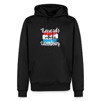 Les légendes sont nées au Luxembourg - Sweat à capuche Premium bio Homme - noir - Devant - Nico (187cm)