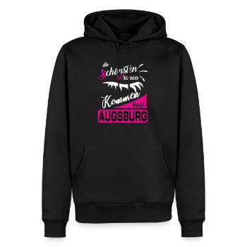 Augsburg - Männer Premium Bio Hoodie - Schwarz - Vorne - Nico (187cm)
