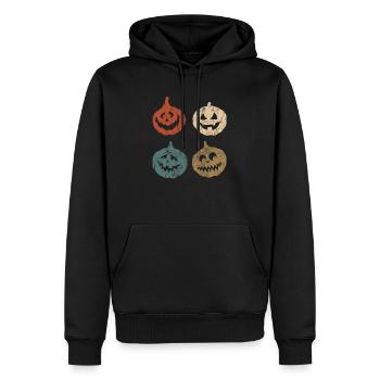 Cadeau rétro d'horreur citrouille d'halloween vintage - Sweat à capuche Premium bio Homme - noir - Devant - Nico (187cm)