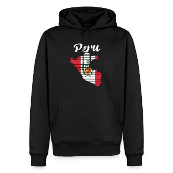 Pérou - Sweat à capuche Premium bio Homme - noir - Devant - Nico (187cm)