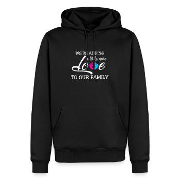 Nous ajoutons un peu plus d'amour à notre famille - Sweat à capuche Premium bio Homme - noir - Devant - Nico (187cm)