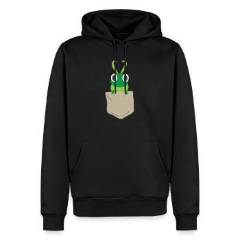Lustige Raupe in Brusttasche - Männer Premium Bio Hoodie - Schwarz - Vorne - Nico (187cm)