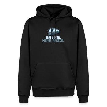 Mein Bus. Meine Regeln. - Männer Premium Bio Hoodie - Schwarz - Vorne - Nico (187cm)