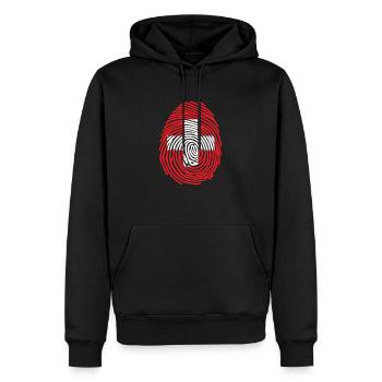 Schweiz Fingerabdruck Schweizer Geschenk - Männer Premium Bio Hoodie - Schwarz - Vorne - Nico (187cm)