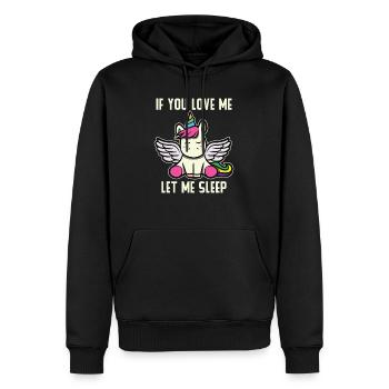 Licorne drôle disant cadeau de fille somnambule - Sweat à capuche Premium bio Homme - noir - Devant - Nico (187cm)