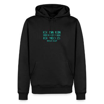 Ich bin kein Muss ich es wissen - Männer Premium Bio Hoodie - Schwarz - Vorne - Nico (187cm)