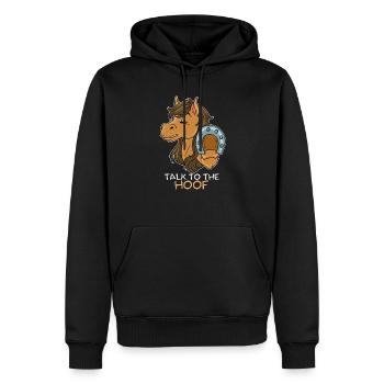 Dis à cheval cheval jument pony idée de cadeau - Sweat à capuche Premium bio Homme - noir - Devant - Nico (187cm)