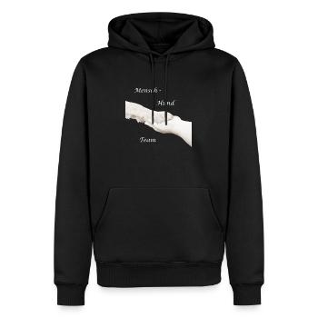Mensch Hund Team Pfote weiss - Männer Premium Bio Hoodie - Schwarz - Vorne - Nico (187cm)
