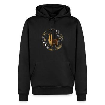 Lama Alpaca Christmas Animal Zoo Winter Gift - Men’s Premium Organic Hoodie - black - Front - Nico (187cm)