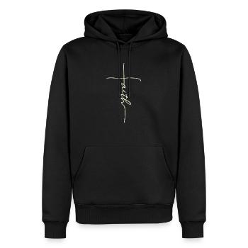 Faith Letter Print T-Shirt - Männer Premium Bio Hoodie - Schwarz - Vorne - Nico (187cm)