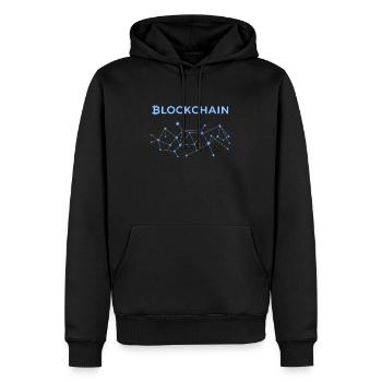 blockchain - Männer Premium Bio Hoodie - Schwarz - Vorne - Nico (187cm)