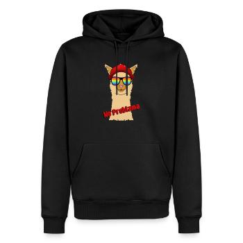 No Problama Lama - Männer Premium Bio Hoodie - Schwarz - Vorne - Nico (187cm)