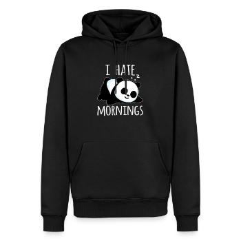 I hate Morning's funny panda bamboo sleepyhead - Men’s Premium Organic Hoodie - black - Front - Nico (187cm)