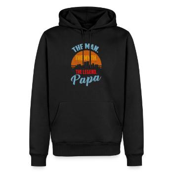 Papa - L'homme du mythe le cadeau de légende - Sweat à capuche Premium bio Homme - noir - Devant - Nico (187cm)
