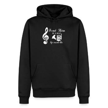 Cor français - Cor français - Hornist - Clef - Sweat à capuche Premium bio Homme - noir - Devant - Nico (187cm)