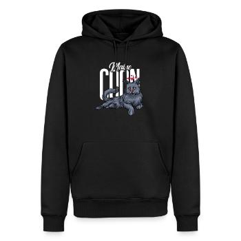 Maine Coon chat - Sweat à capuche Premium bio Homme - noir - Devant - Nico (187cm)