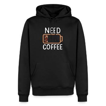 NEED COFFEE - Männer Premium Bio Hoodie - Schwarz - Vorne - Nico (187cm)