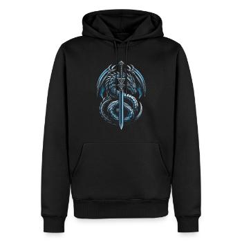 Dragon avec épée - Sweat à capuche Premium bio Homme - noir - Devant - Nico (187cm)