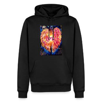 Ange de l’Amour - Sweat à capuche Premium bio Homme - noir - Devant - Nico (187cm)
