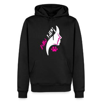 Pfoten-Dame - Männer Premium Bio Hoodie - Schwarz - Vorne - Nico (187cm)