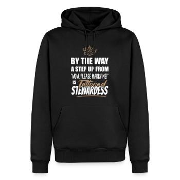 Tattooed Stewardess / Flugbegleiterin is the Best - Männer Premium Bio Hoodie - Schwarz - Vorne - Nico (187cm)