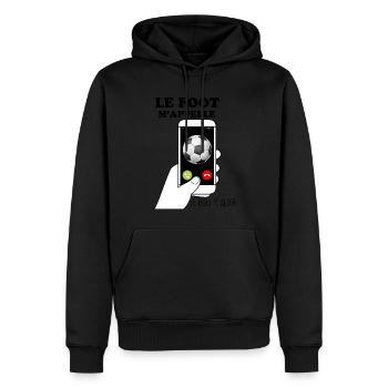 Foot m'appelle Idéc Cadeau Homme Enfant - Sweat à capuche Premium bio Homme - noir - Devant - Nico (187cm)