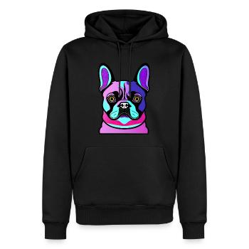 Glücklicher Hund. Glückliche Hunde. Französische Bulldogge - Männer Premium Bio Hoodie - Schwarz - Vorne - Nico (187cm)