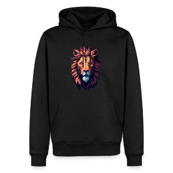 Illustration du lion - Sweat à capuche Premium bio Homme - noir - Devant - Nico (187cm)