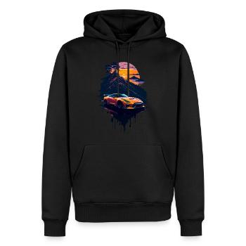 Voiture de sport classique - Sweat à capuche Premium bio Homme - noir - Devant - Nico (187cm)