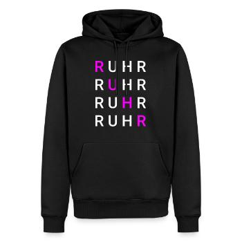 RUHR - Männer Premium Bio Hoodie - Schwarz - Vorne - Nico (187cm)
