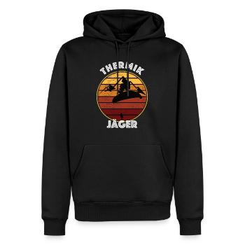 Lustiger Gleitschirmflieger Spruch Thermikjäger - Männer Premium Bio Hoodie - Schwarz - Vorne - Nico (187cm)