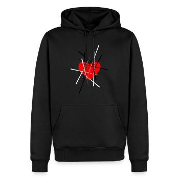 L'amour - si beau, mais pas toujours facile - Sweat à capuche Premium bio Homme - noir - Devant - Nico (187cm)