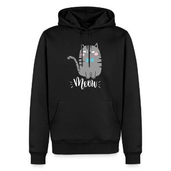 Mignon Kawaii drôle de chat disant miaulement - Sweat à capuche Premium bio Homme - noir - Devant - Nico (187cm)
