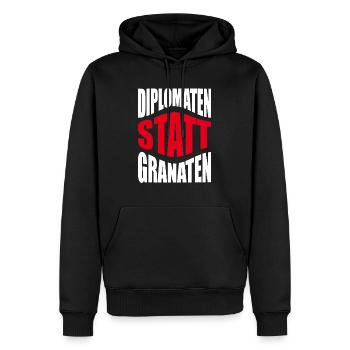 Diplomaten statt Granaten - Männer Premium Bio Hoodie - Schwarz - Vorne - Nico (187cm)